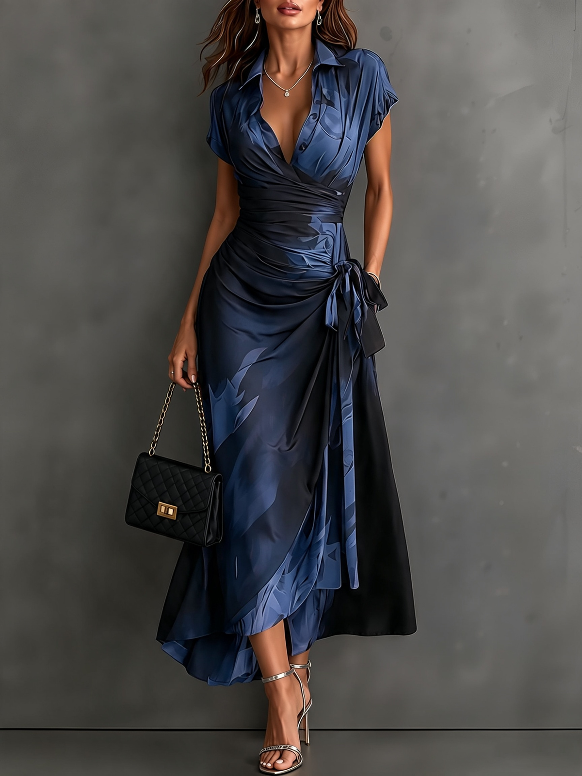 Ophelia - Abstract Print Wrap Midi Dress