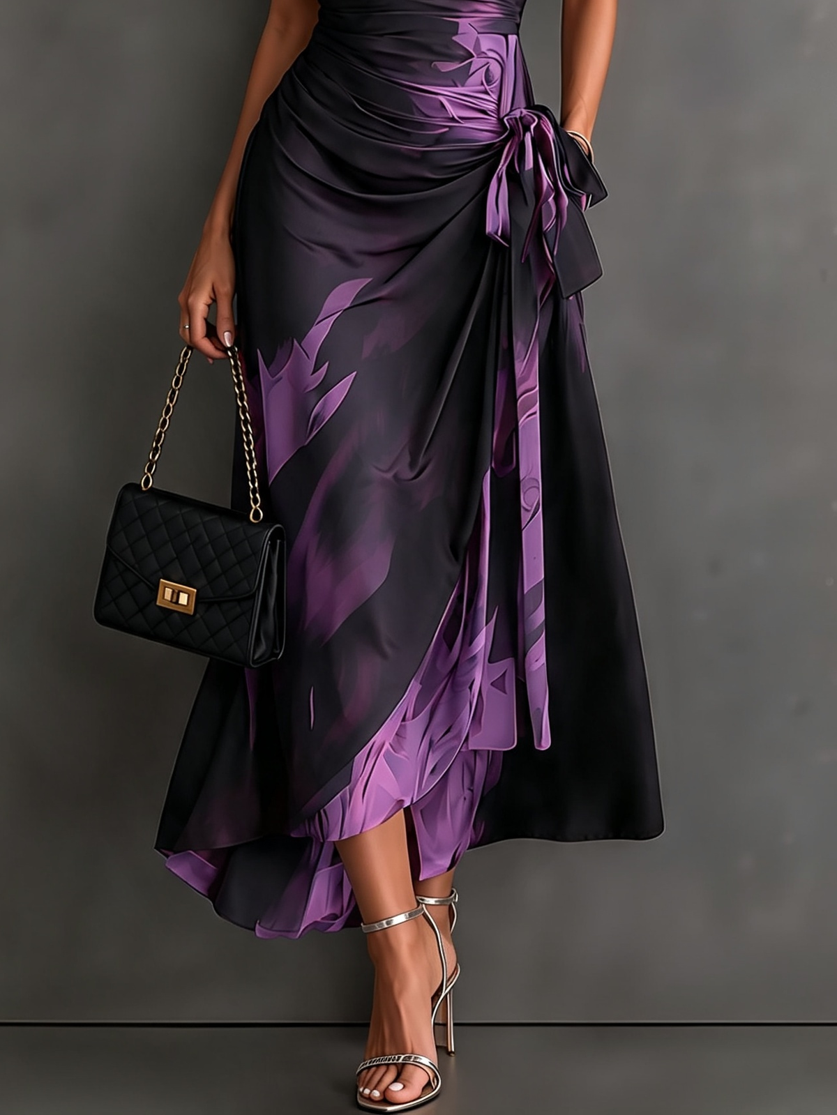 Eloise - Abstract Print Wrap Midi Dress