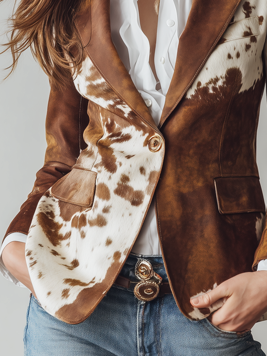 Margot - Cow Print Tailored Blazer