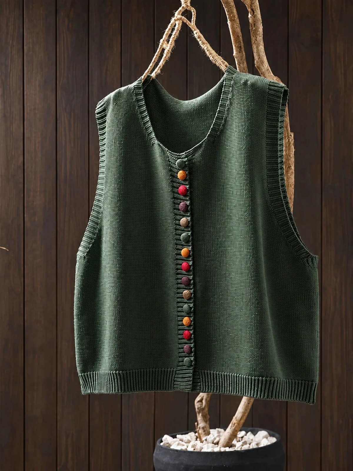 Gun | Elegant Knitted Waistcoat with Colourful Buttons