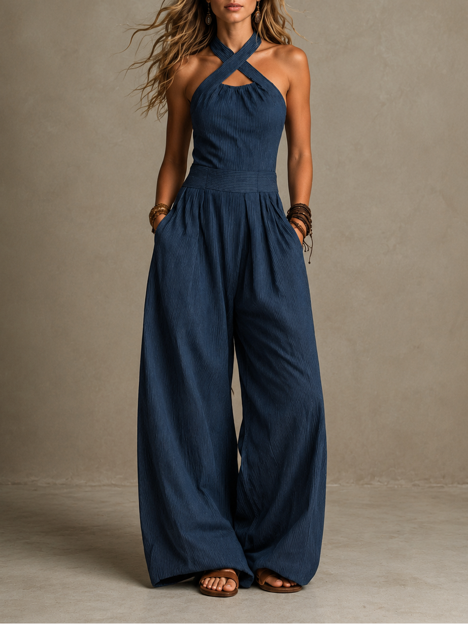 Margot - Halter Neck Wide Leg Jumpsuit