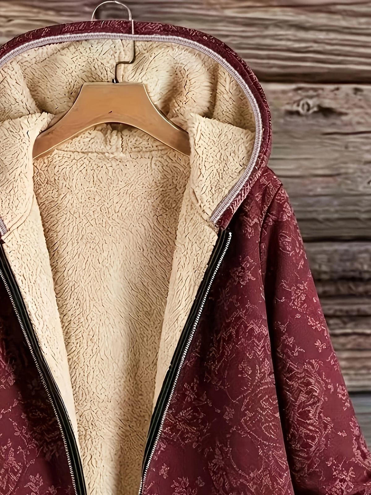 Rosemary | Fleece-Lined Floral Hooded Coat