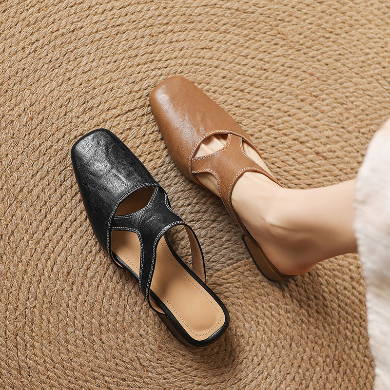 Isobel - Square-Toe Block Heel Mules