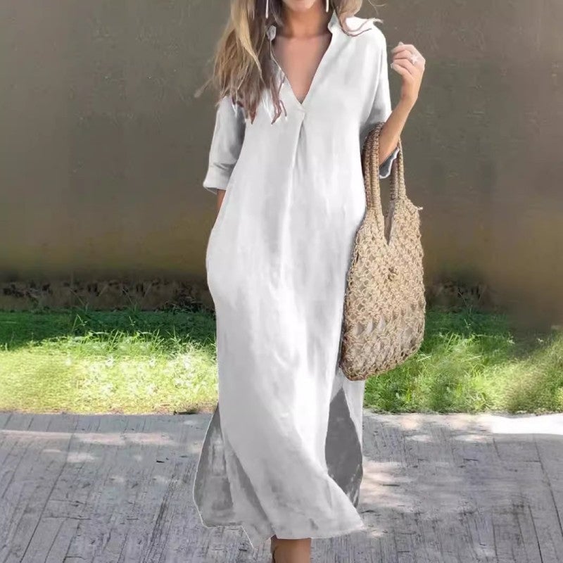 Vianne - Relaxed V-Neck Maxi Dress