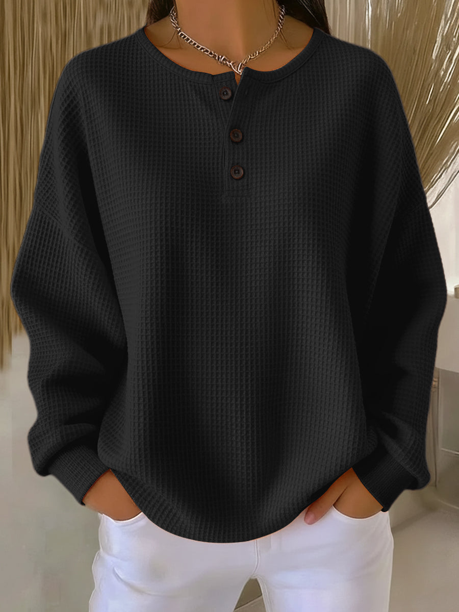Anne - Cozy Waffle Knit Henley