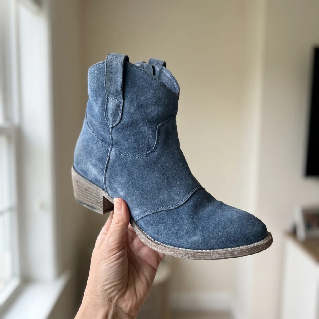 Josephine - Faux Suede Western Ankle Boots