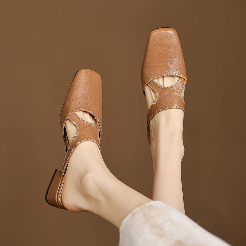 Isobel - Square-Toe Block Heel Mules