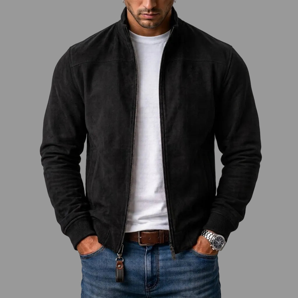 Freya - Faux Suede Bomber Jacket