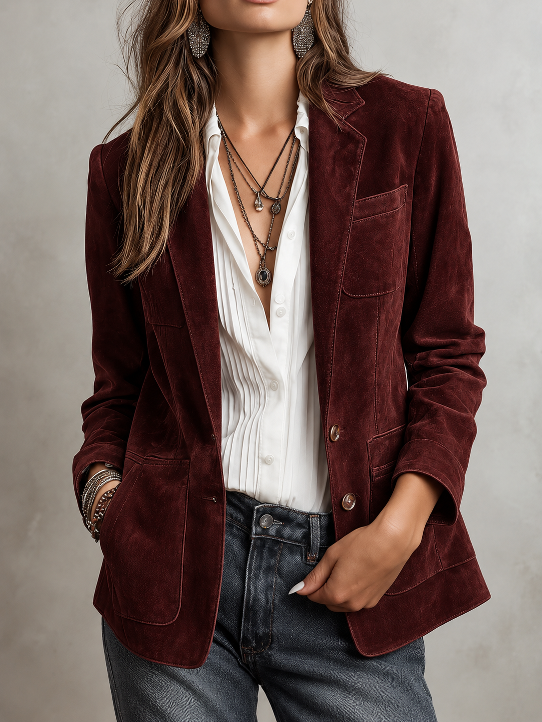 Amelia | Vintage Suede-Look Blazer