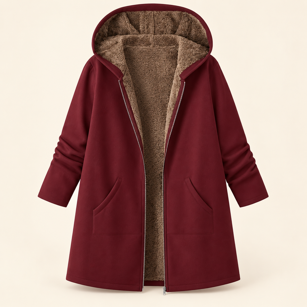 Evelyn | Warm Sherpa-Lined Hooded Coat