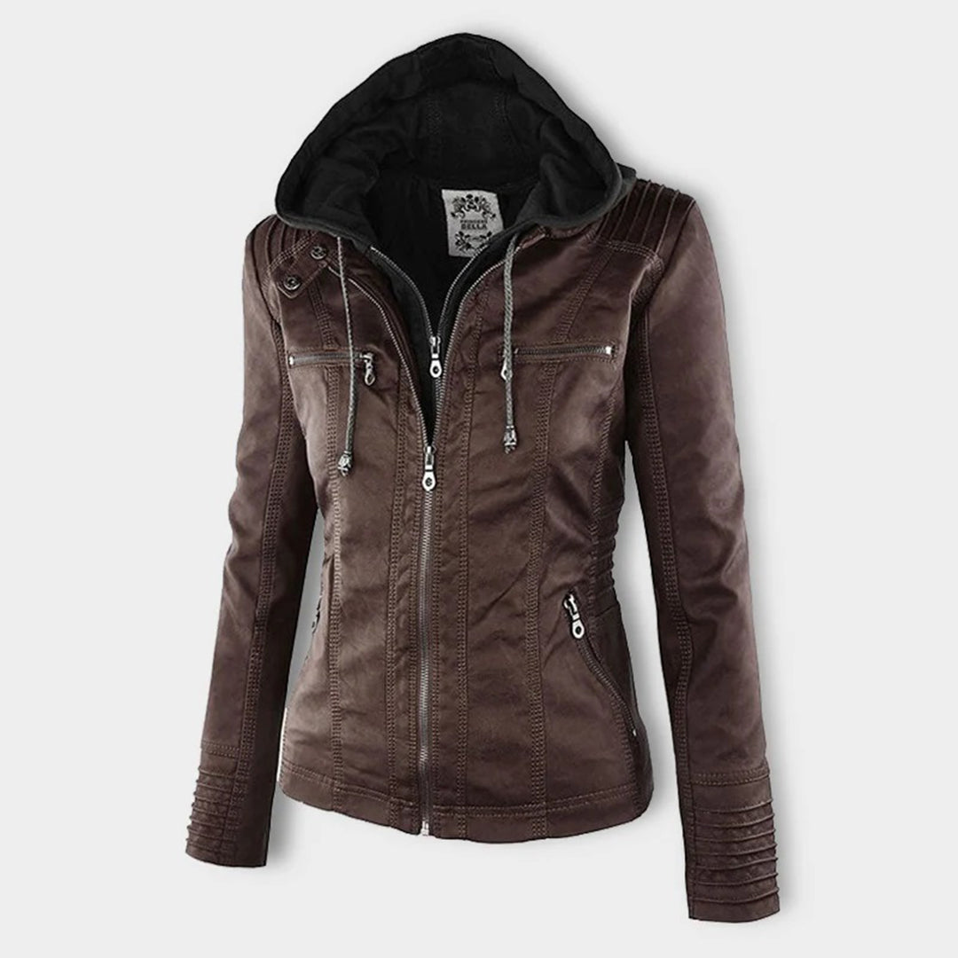 Cordelia - Elegant Hooded Biker Jacket