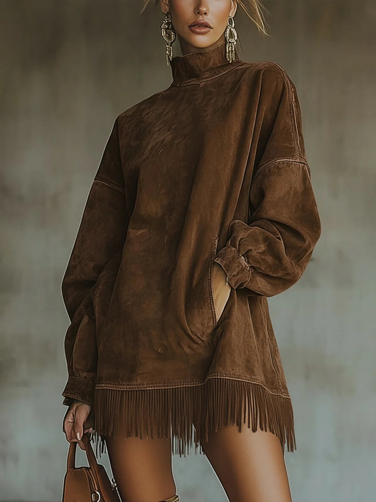 Orla - Faux Suede Fringed Mini Dress