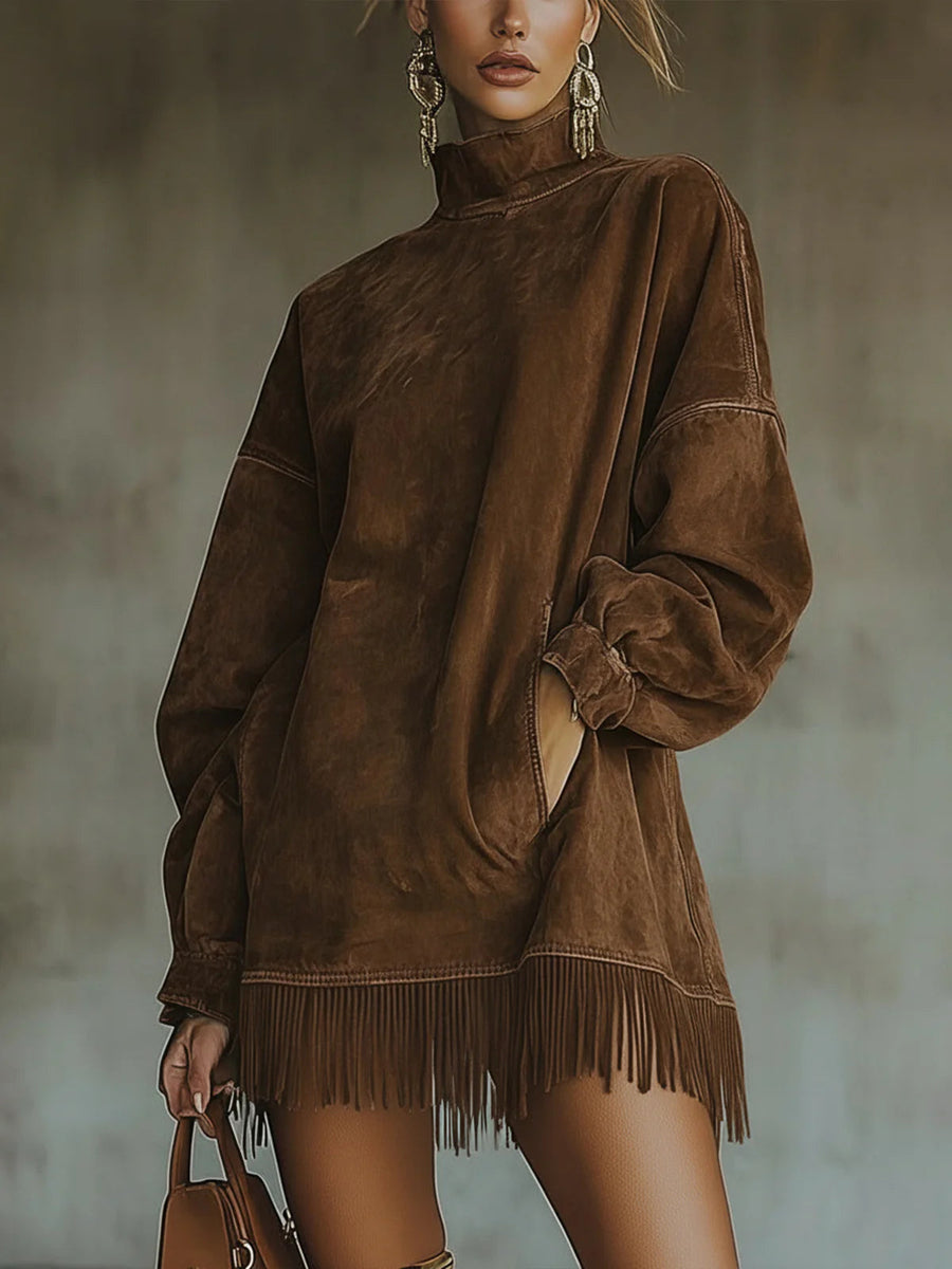 Orla - Faux Suede Fringed Mini Dress