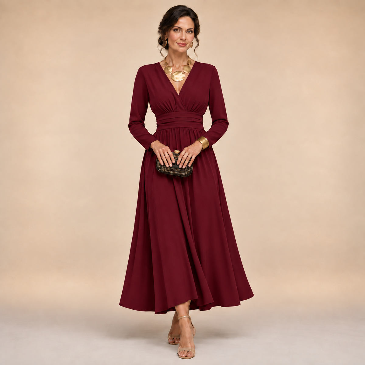 Annabel - Long Sleeve Wrap Maxi Dress