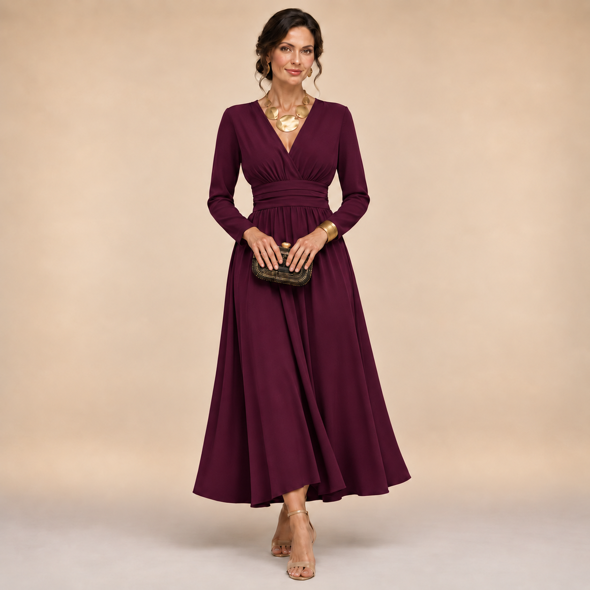 Annabel - Long Sleeve Wrap Maxi Dress