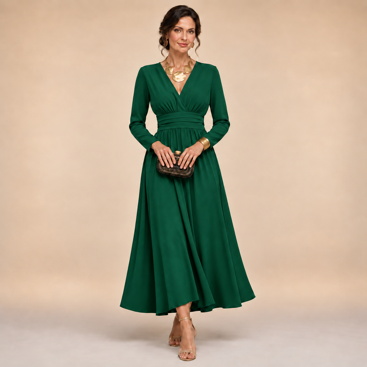 Annabel - Long Sleeve Wrap Maxi Dress
