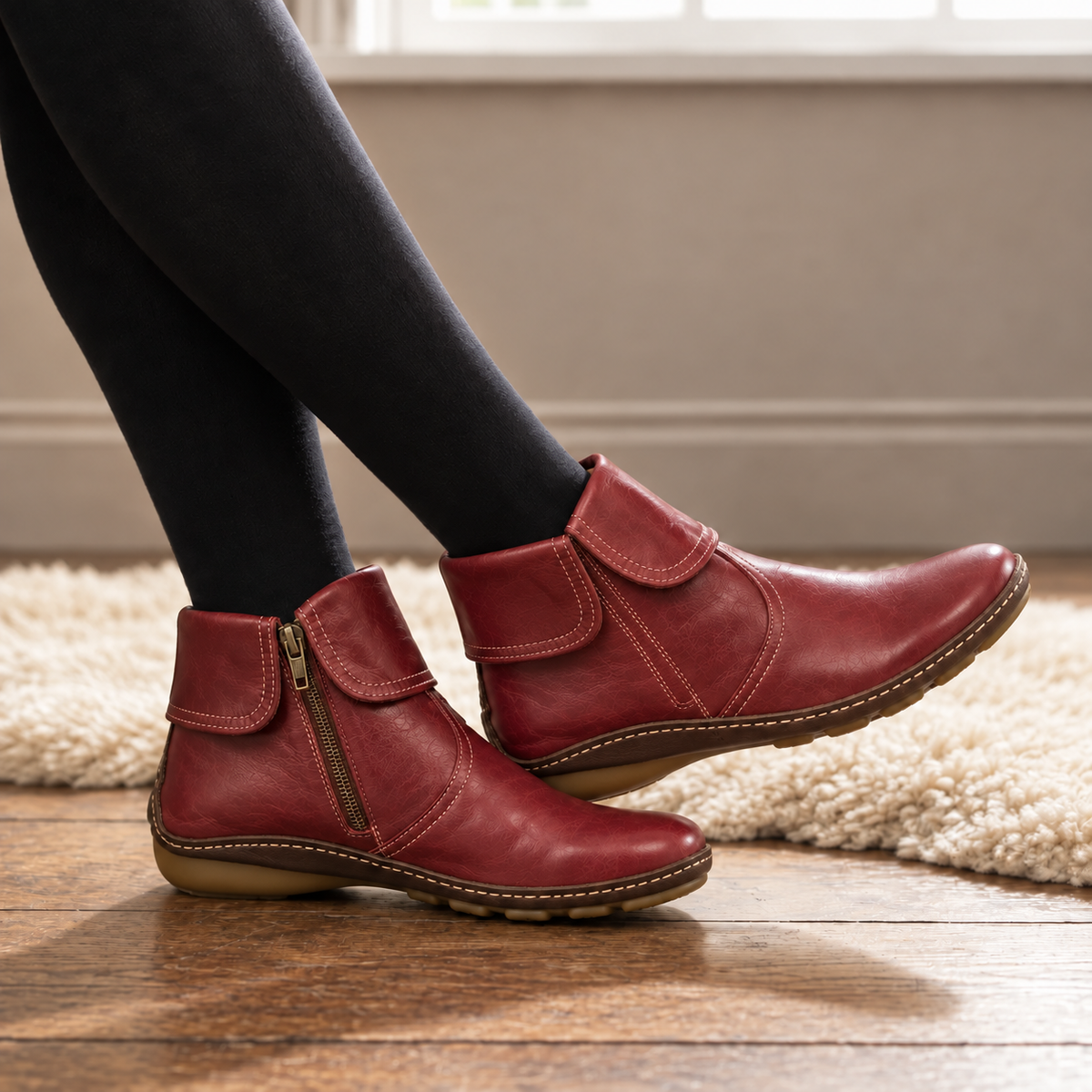 Sofie | Comfortable Zip-Up Ankle Boots