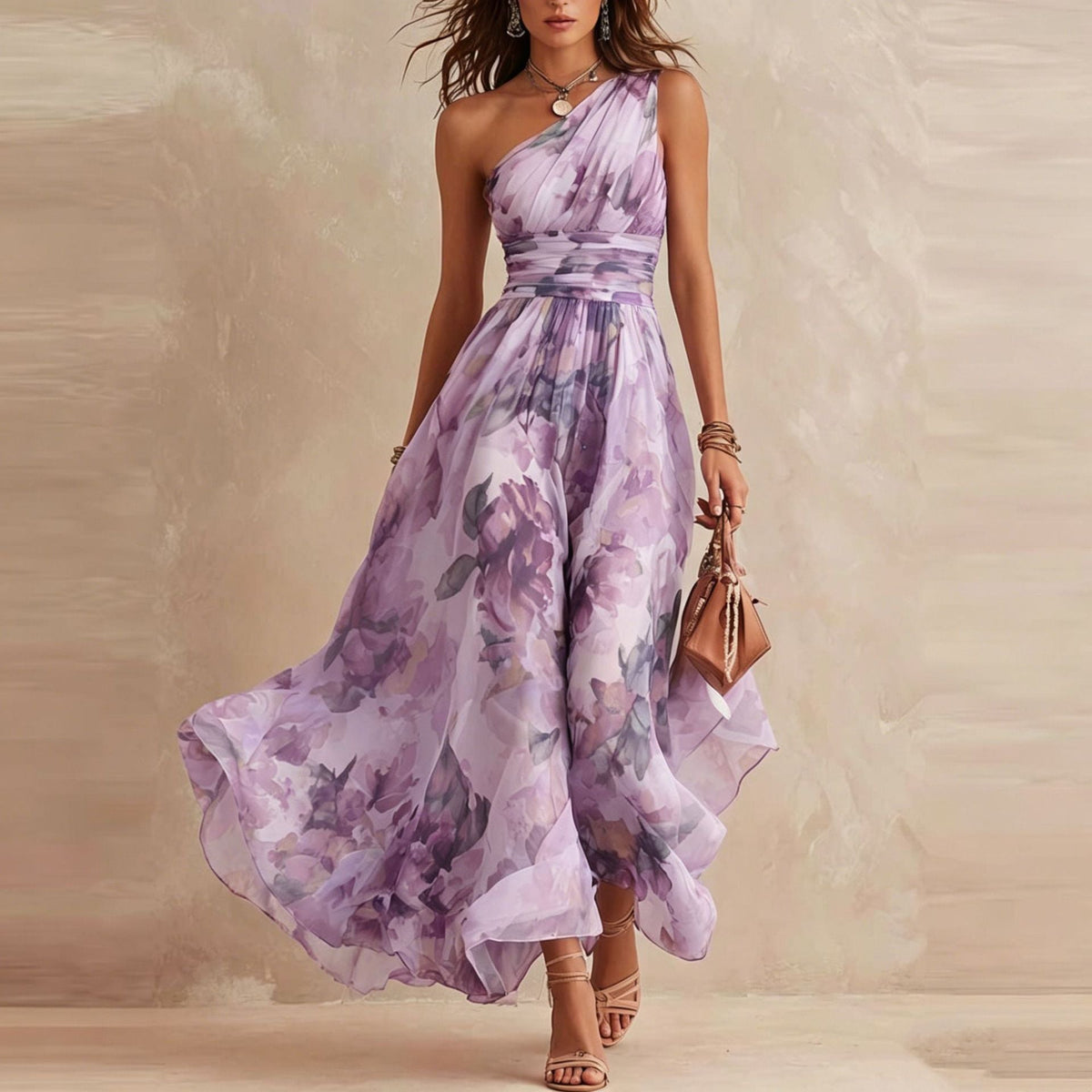 Eloise - One-Shoulder Floral Maxi Dress