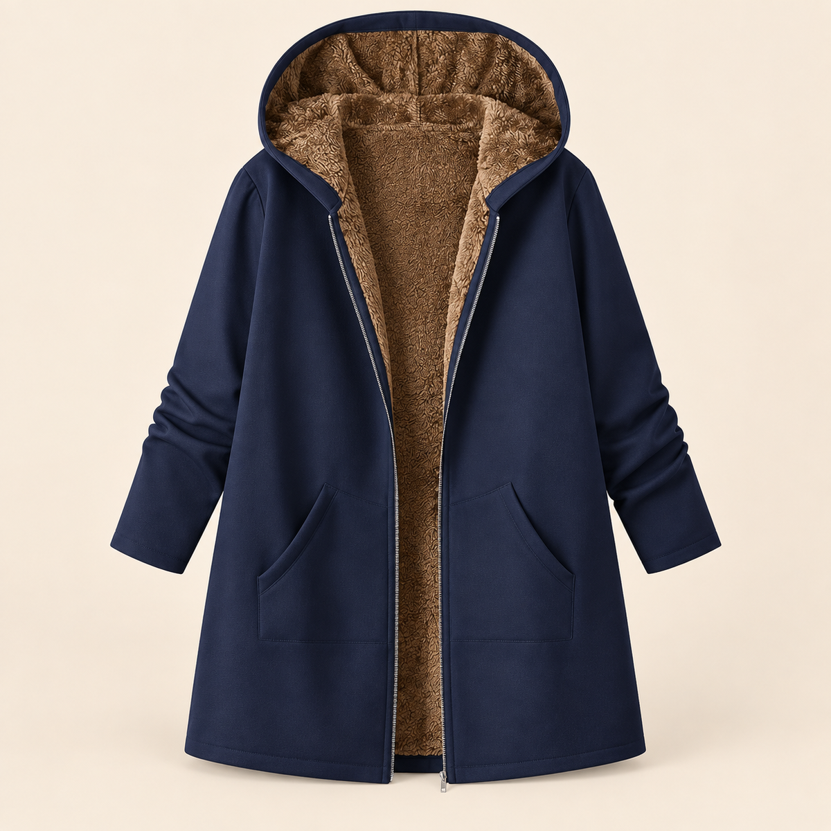 Evelyn | Warm Sherpa-Lined Hooded Coat