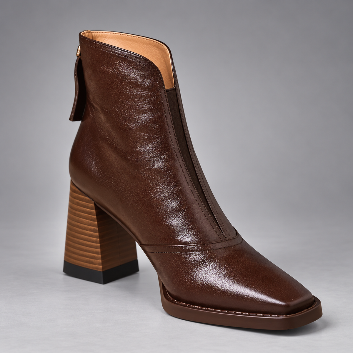Marzena | Leather Mid-Heel Ankle Boots