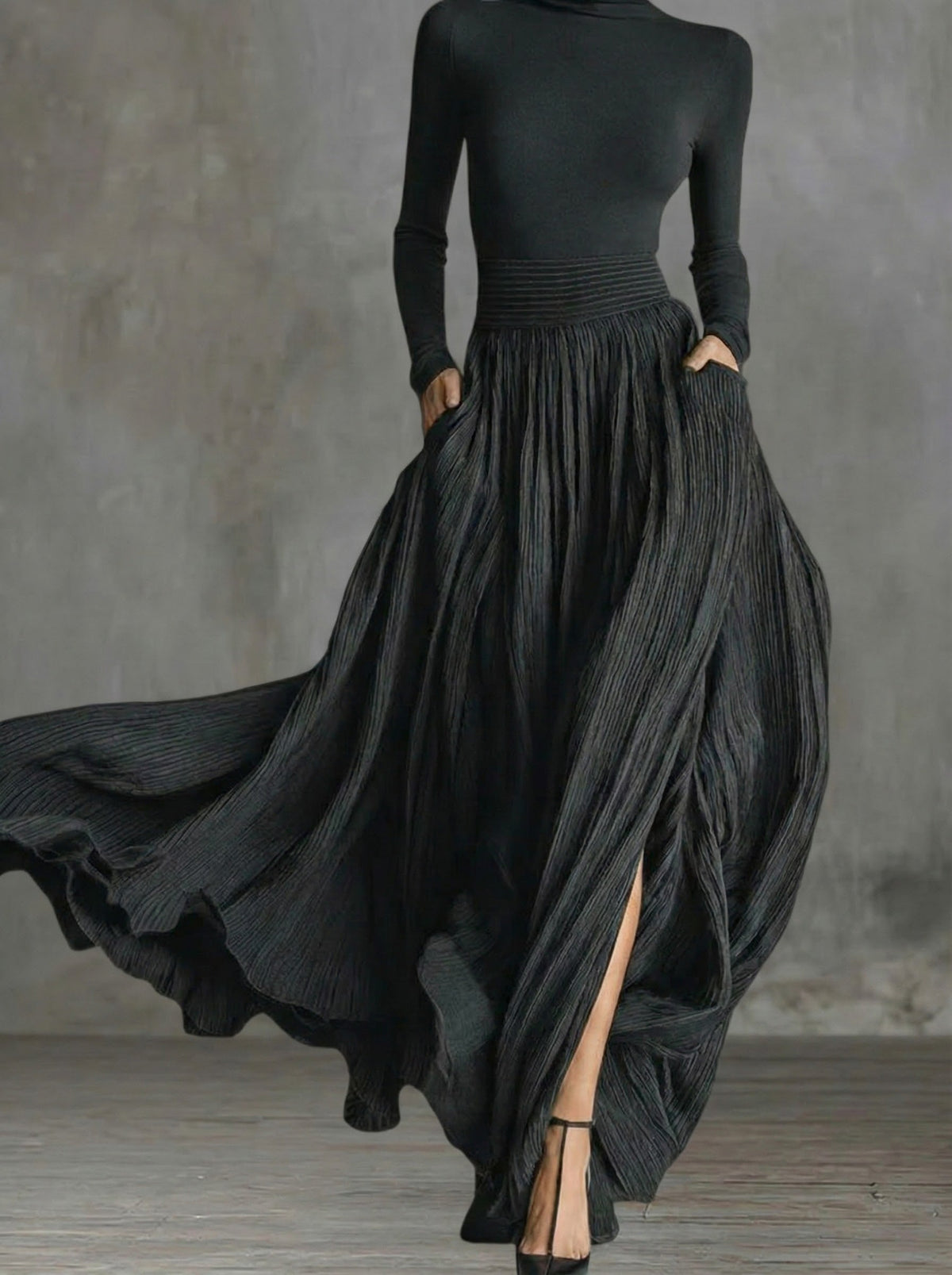 Ottilie - High Waist Pleated Maxi Dress