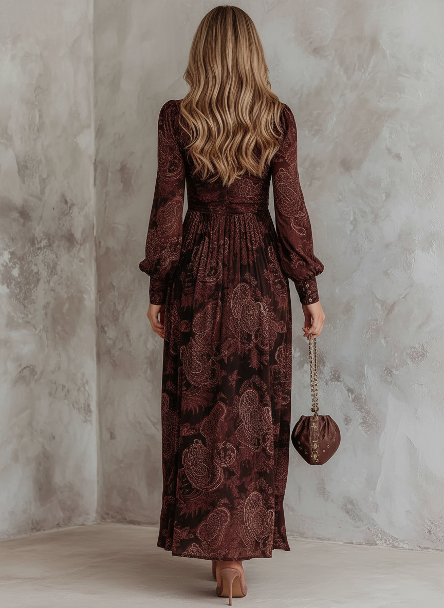 Romilly - Paisley Print Zip-Waist Maxi Dress