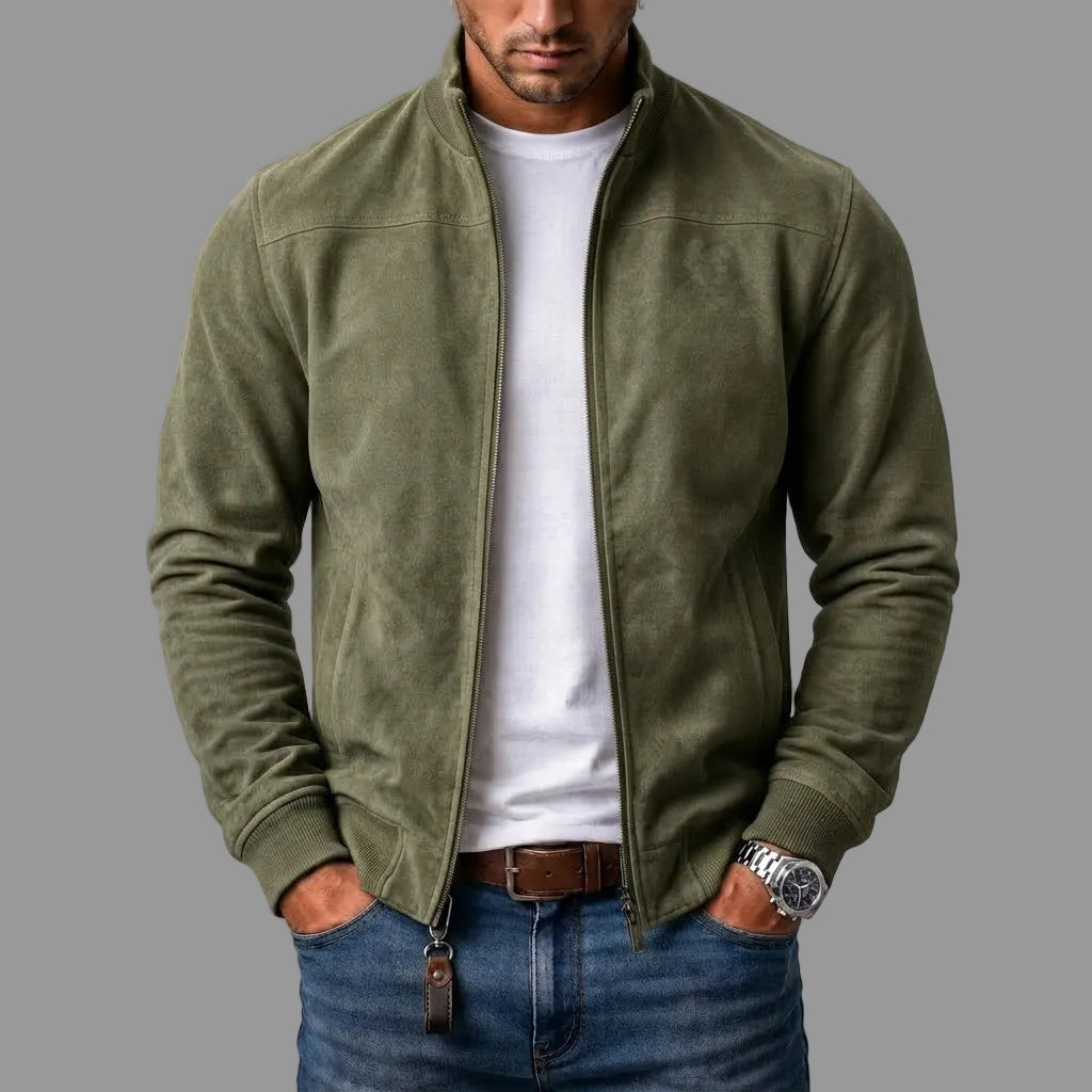 Freya - Faux Suede Bomber Jacket