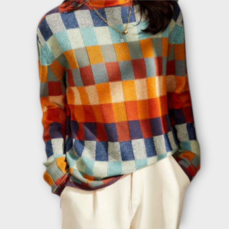 Erika - Patchwork Turtleneck Jumper