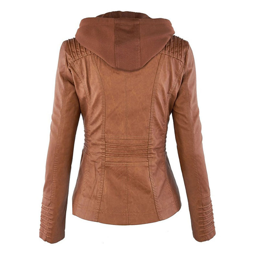 Cordelia - Elegant Hooded Biker Jacket