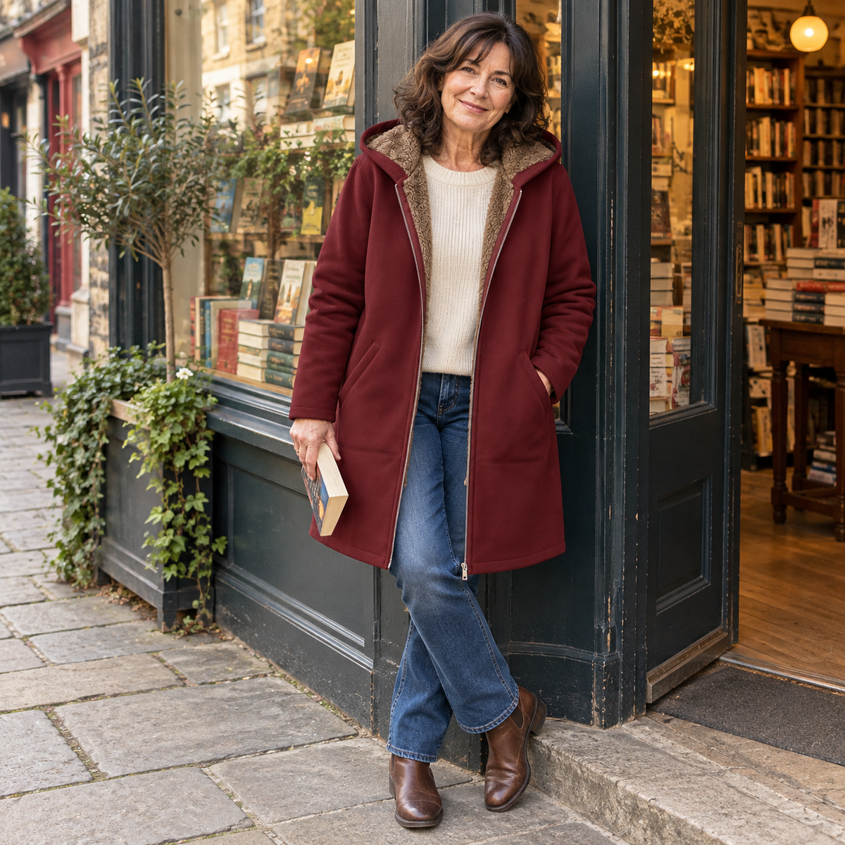 Evelyn | Warm Sherpa-Lined Hooded Coat