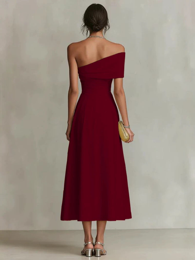 Annabelle - One Shoulder Pleated Midi Dress