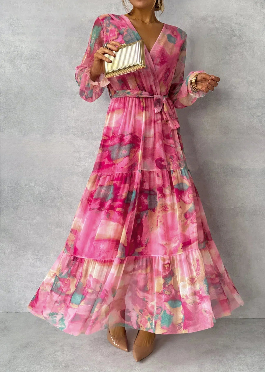 Tallulah - Watercolour Print Tiered Maxi Dress