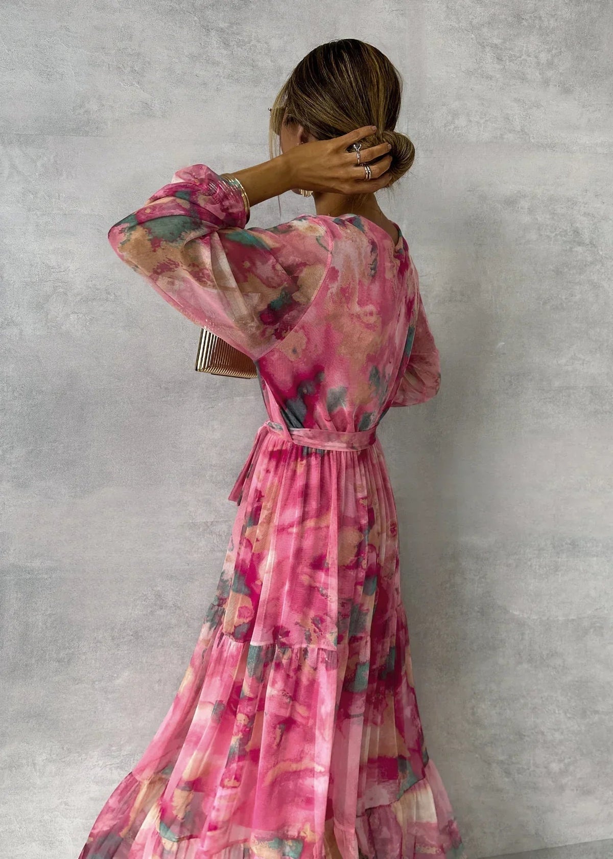 Tallulah - Watercolour Print Tiered Maxi Dress