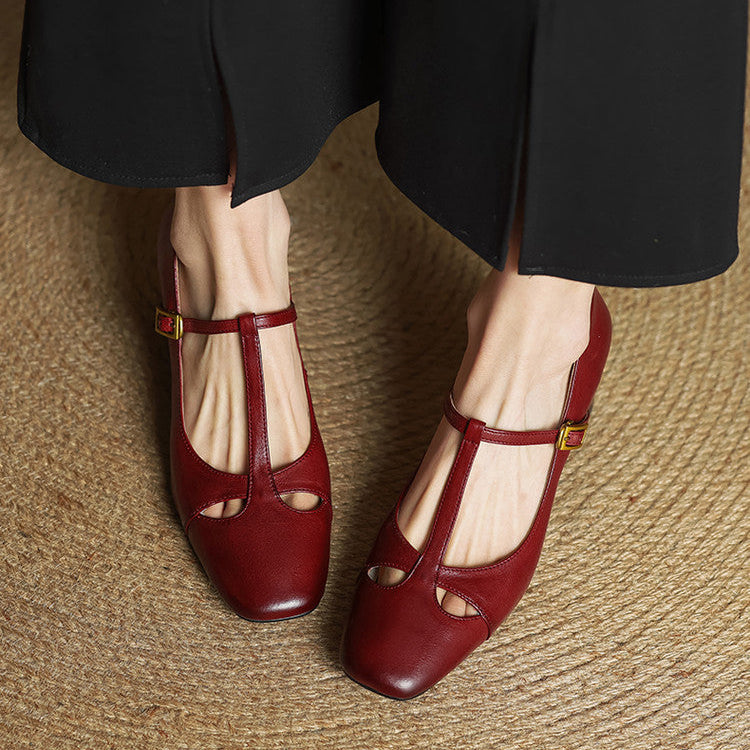 Bryony - T-Bar Block Heel Shoes