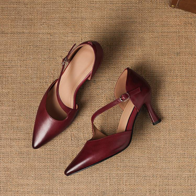 Annabel - Pointed Toe Crossover Strap Heels