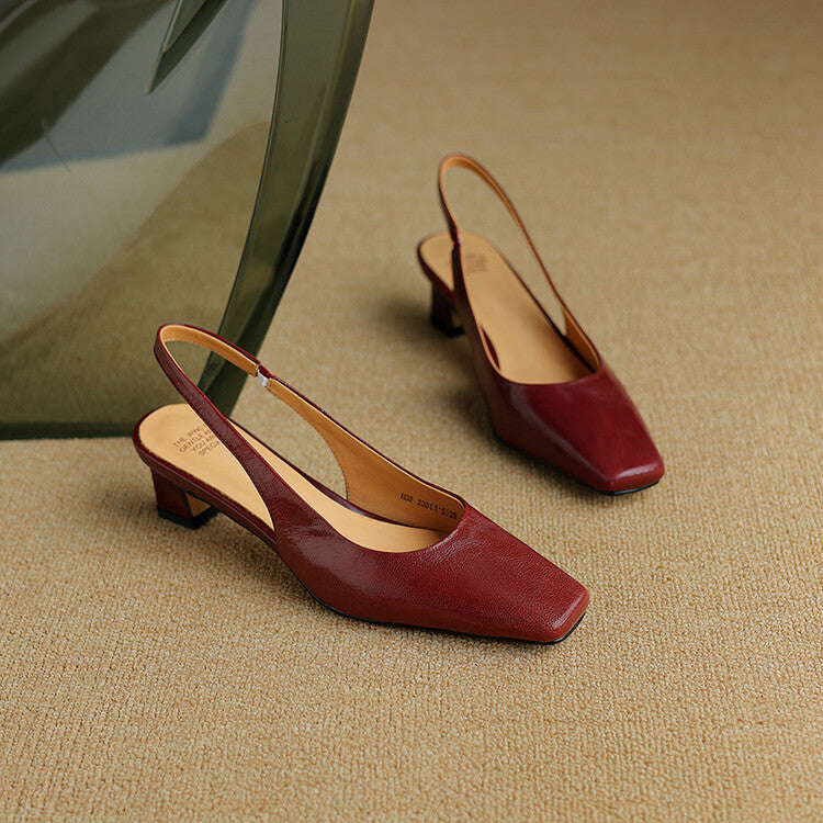Eliza - Square Toe Slingback Heels