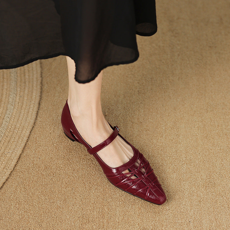 Vivienne - Pointed Toe Strap Flats