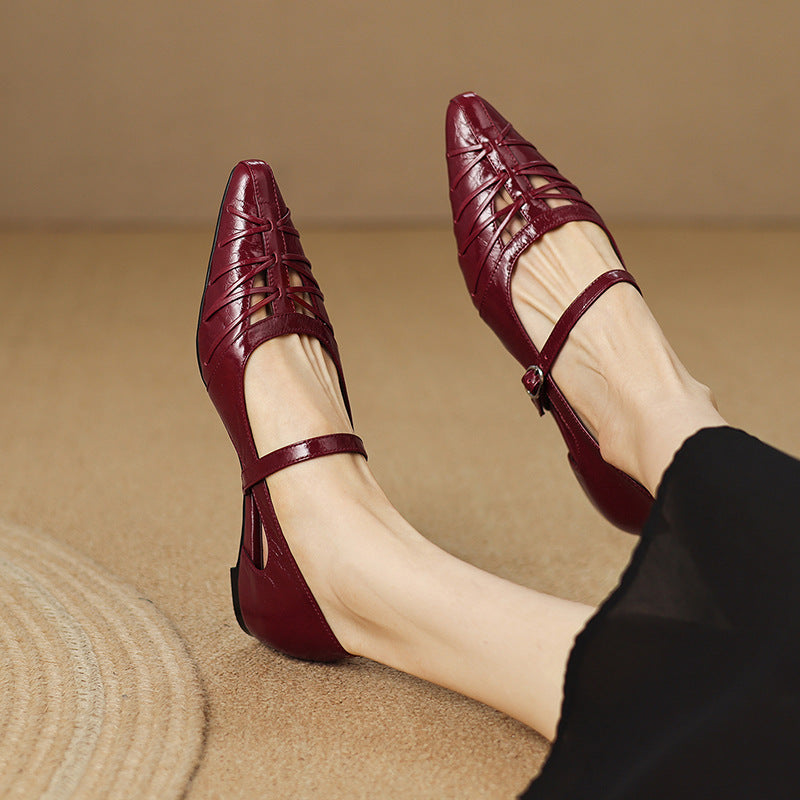 Vivienne - Pointed Toe Strap Flats