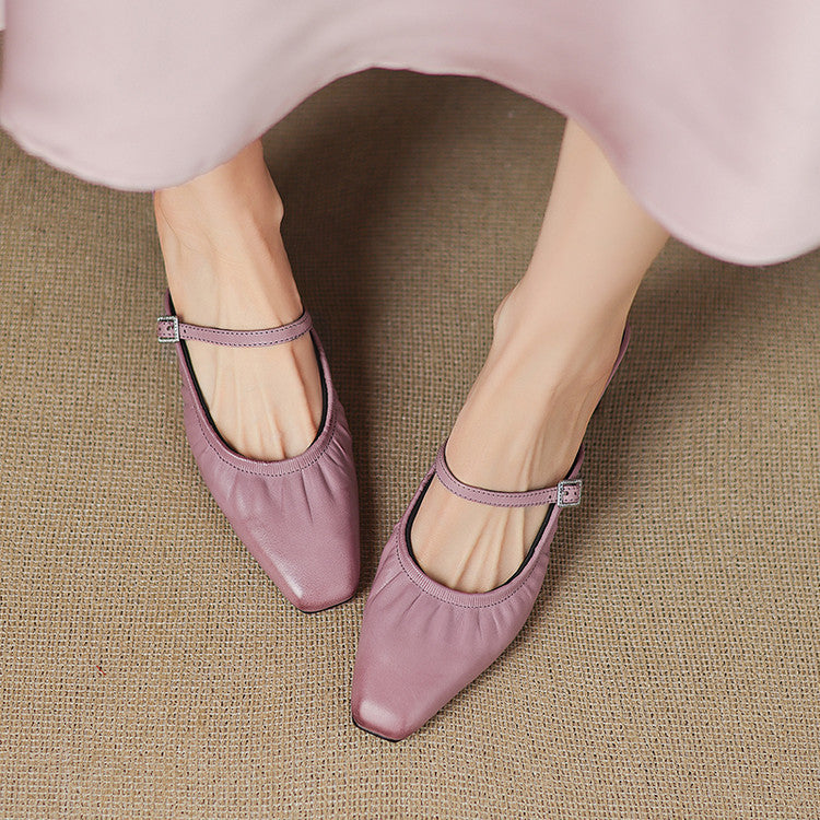 Saskia - Ruched Strap Heeled Mules