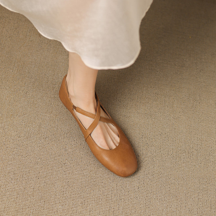 Elsie - Crossover Strap Flat Shoes