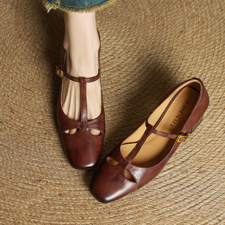 Bryony - T-Bar Block Heel Shoes