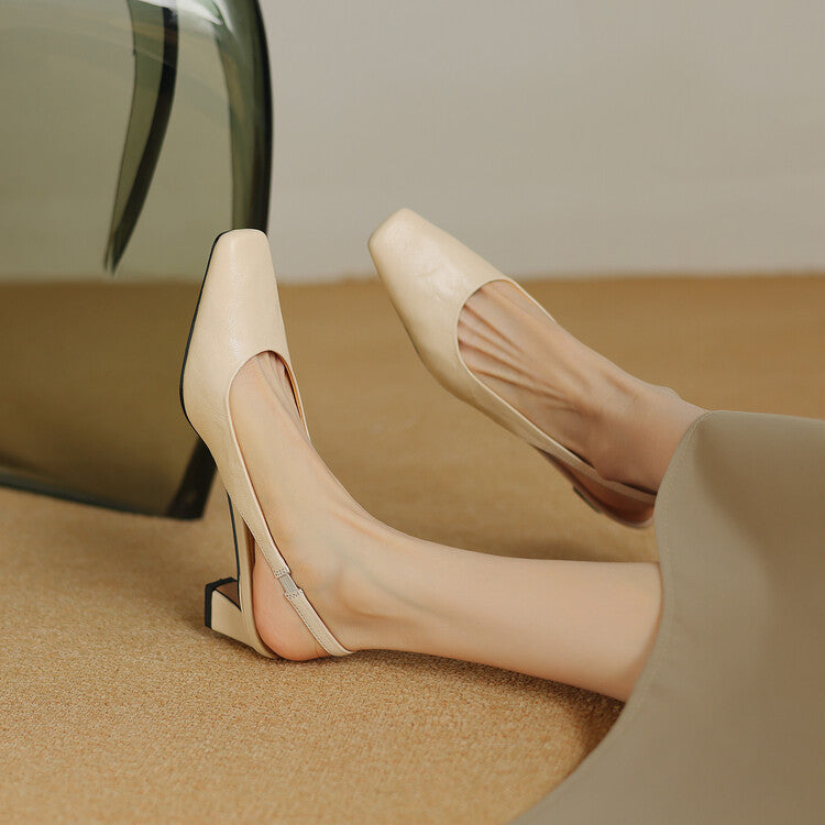 Eliza - Square Toe Slingback Heels