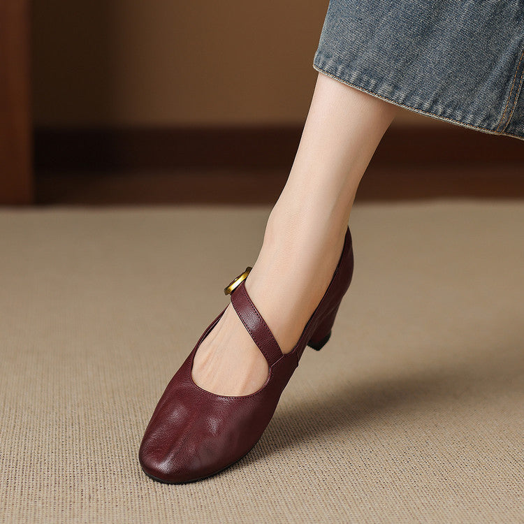 Clara - Buckled Low Heel Mary Jane Shoes