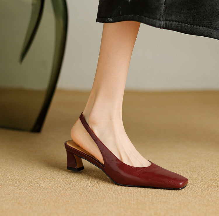 Eliza - Square Toe Slingback Heels