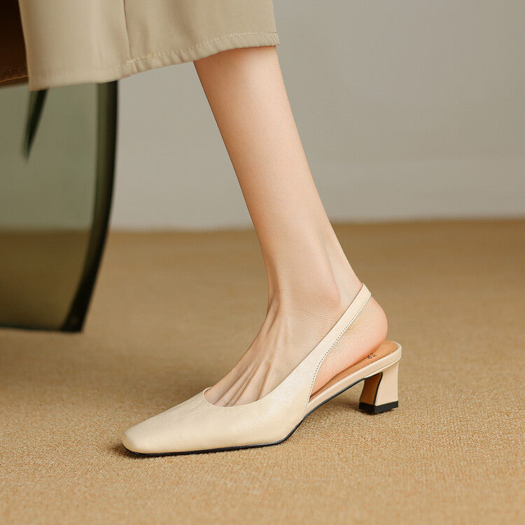 Eliza - Square Toe Slingback Heels