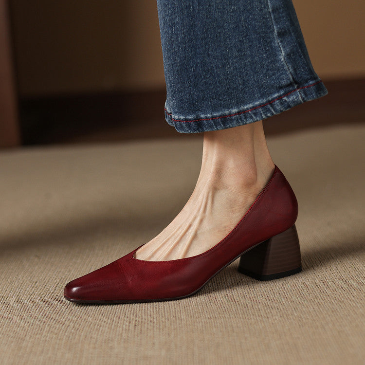 Victoria - Pointed Block Heel Shoes