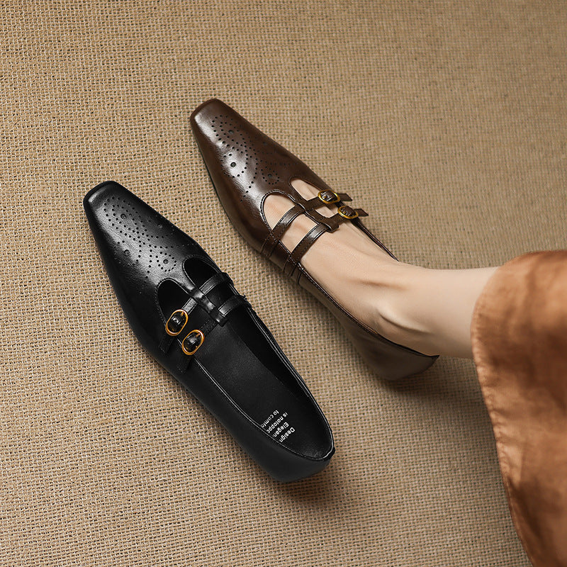Ottilie - Brogue Detail Double-Strap Mules