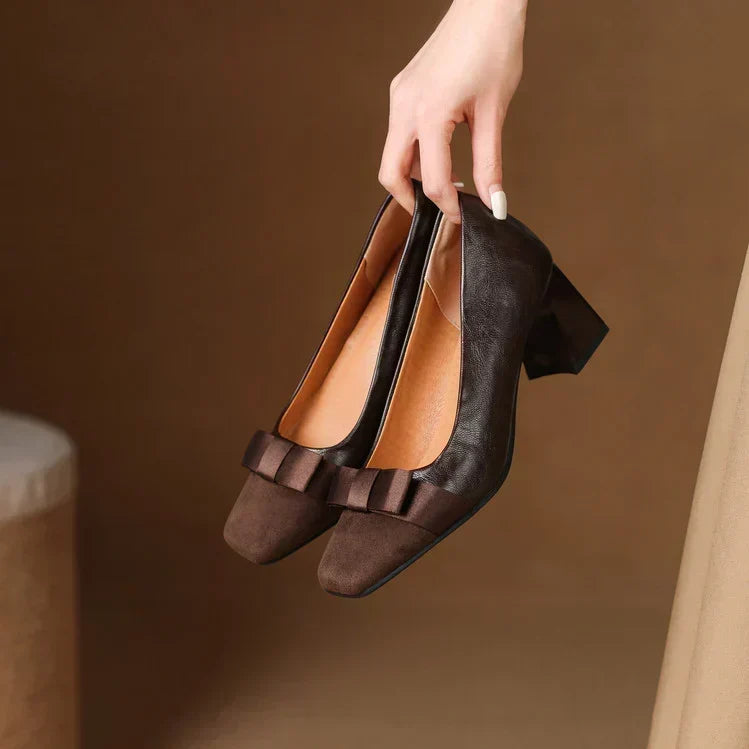 Elodie - Bow-Front Block Heel Shoes
