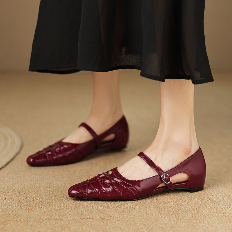 Vivienne - Pointed Toe Strap Flats