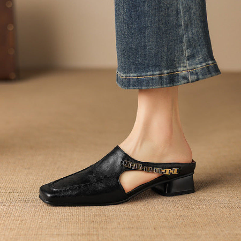 Greta - Square Toe Slingback Mules